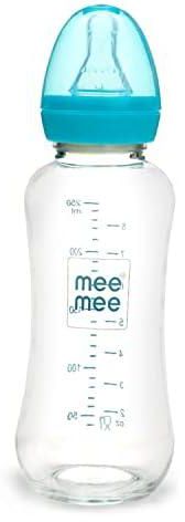 Mee Premium Glass Feeding Bottle, 240 Ml, Blue