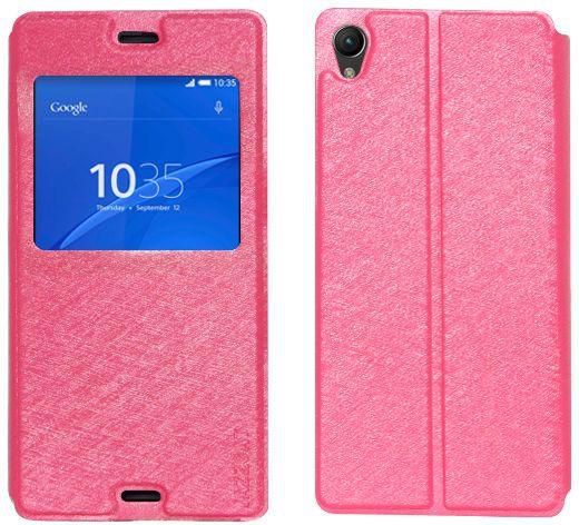 JazzCat S View Window Leather Cover for Sony Xperia Z3 - Pink