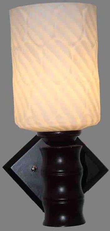 60/1 Wood Wall Lamp Dark Brown Color With White Glass Shade