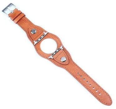 Leather Replacement Strap Watchband For Apple Watch Series 7/6/SE/5/4/3/2/1 38/40/41mm Light Brown