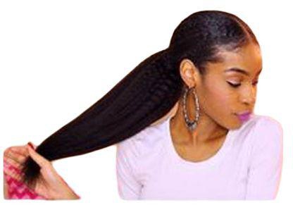Fashion Natural looking kinky straight wrap around ponytail hair extension- no.1 Black