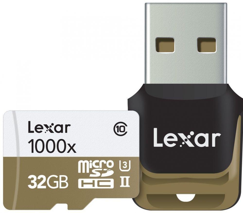 Lexar Professional 1000x MicroSDHC 32GB UHS-II/U3 Up to 150MB/s Read W/USB 3.0 Reader For 4K