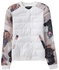 Fashion Floral Print Botton Baseball Jacket - White