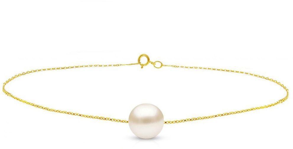 Vera Perla 10K Gold 7mm White Pearl Bracelet