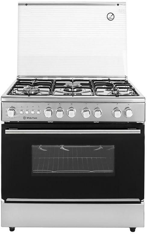 White Point Gas Cooker, 5 Burners, Black and Silver - WPGC9060BPXFSA