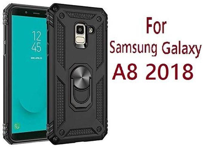 Samsung Galaxy A8 2018 - Rugged Back Cover (Pouch) With Magnetic Ring Holder/Stand