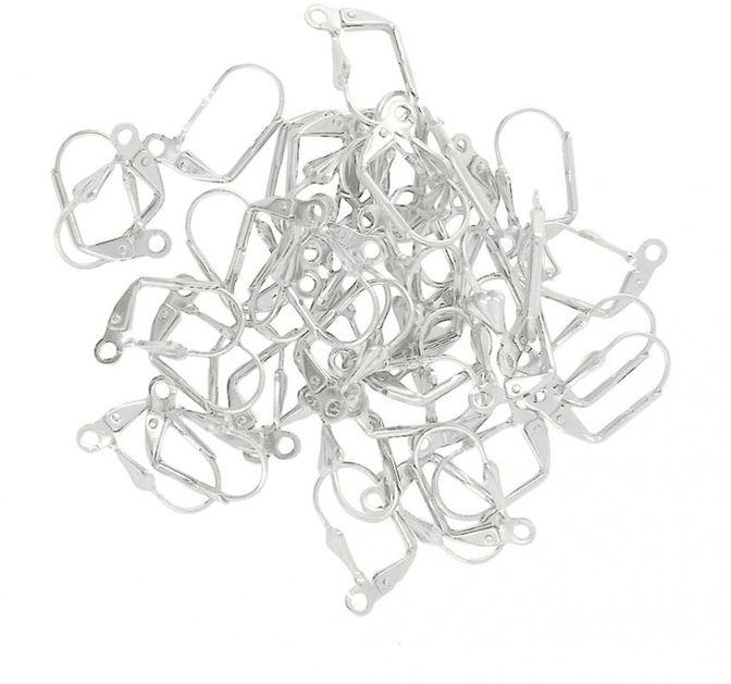 Magideal 50pcs Shell Flower Leverback Earring Wire Coil Jewelry Finding Silver White