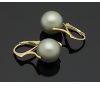 Large Powder Green Swarovski Elements Faux Pearl Gold Plated Sterling Silver 925 Lever Back Earrings