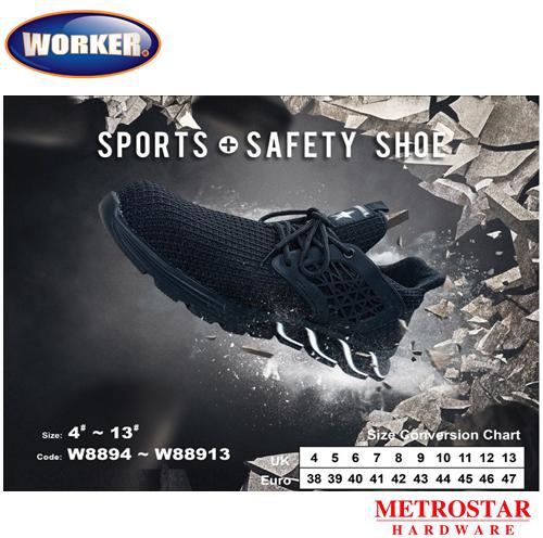Worker Sporty Safety Shoe W889 - 7 Siezs (Black)