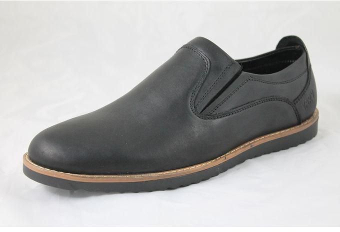 Scrado Leather Casual Slip On Shoes -Black