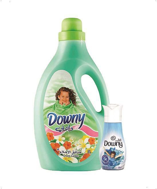 Downy Dream Garden Fabric Softener, 3 Liter with Concentrated Valley Dew Fabric Softener, 300 ml