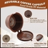 PEALOVCOM 4 x Reusable Coffee Capsule Reusable Coffee Filter Reusable Coffee Capsules Refillable 1 Brush and 1 Spoon for Coffee, Tea or Hot Chocolate, 5.3 x 3.5 cm