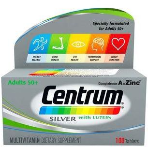 Centrum Silver With Lutein, 100 Tablets, Specially formulated for Adults 50+