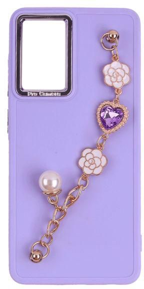 SAMSUNG GALAXY A33/A33 5G - Colored Silicone Cover With Flowers And Heart Stone In A Chain