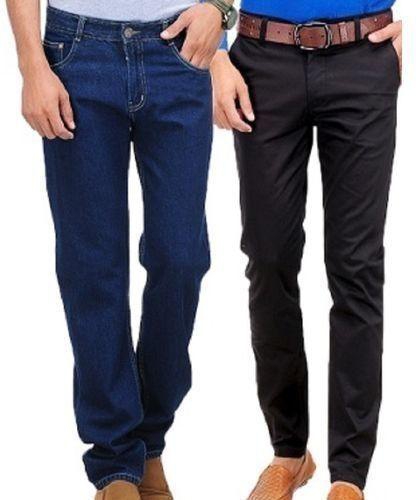 2 In 1 Men Quality Chinos And Jean Combo - Black And Blue