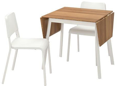 IKEA PS 2012 / TEODORES Table and 2 chairs, bamboo white, white