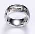 Stainless Men Ring Size 11, Smooth Polished, with Zirconia Cubic, and Unic Stainless Cable