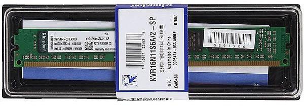 Kingston KVR16N11S6/2 2 GB DDR3 1600 MHz Desktop RAM