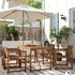 NÄMMARÖ Table+4 chairs w armrests, outdoor - light brown stained 140 cm