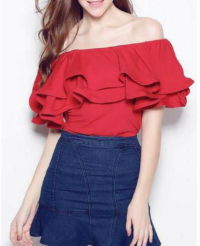 Fashion Red Off-shoulder Top