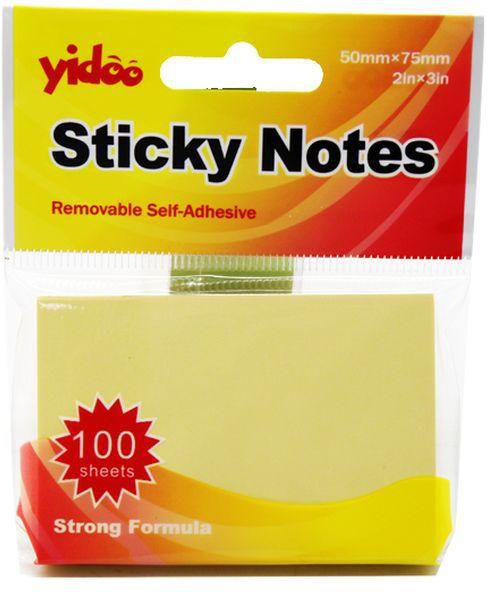 Yidoo "Yidoo Sticky Notes, 50 Mm X 75 Mm - Yellow 100 Sheets"