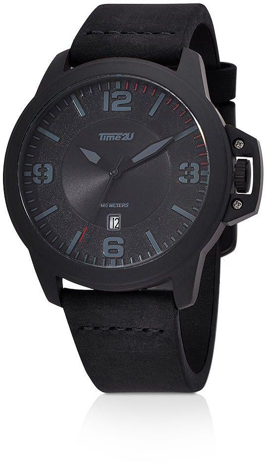 Time2U Watch for Men , Analog , Leather Band , Black , 91-19142-31002