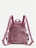 SheIn Pink PU and Velvet Flap Pocket Drawstring Backpack