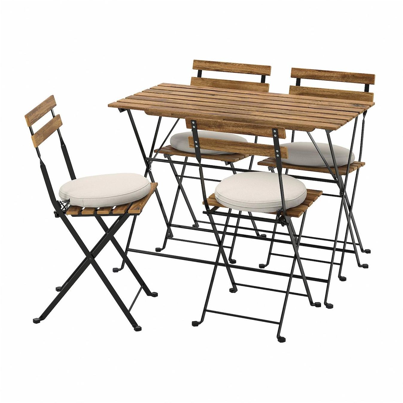 TÄRNÖ Table+4 chairs, outdoor - black/light brown stained/Frösön/Duvholmen beige