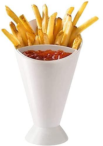 SOLDOUT™ Kitchen Potato Tool Salad Dipping Cup French Fries Fry Chips Cone Assorted Sauce Ketchup Jam Dip Cup Dishes & Plates (White, 16.6 x 9.7cm)