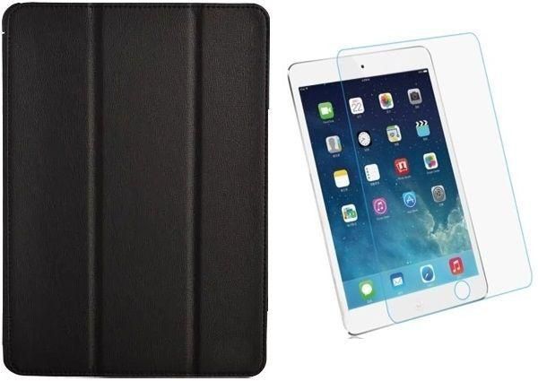 Tri-fold Smart Leather case Belk For Apple Ipad Mini 2/3 [Black Color] With Tempered Glass Protector