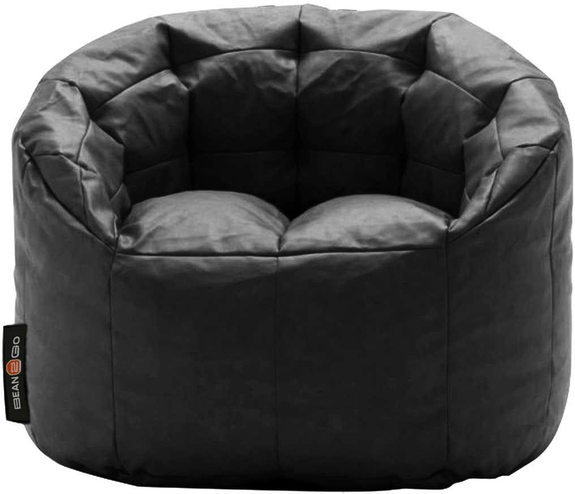 Get Bean2go Luxury Leather Bean Bag Chair, 90×90 cm - Black with best offers | Raneen.com