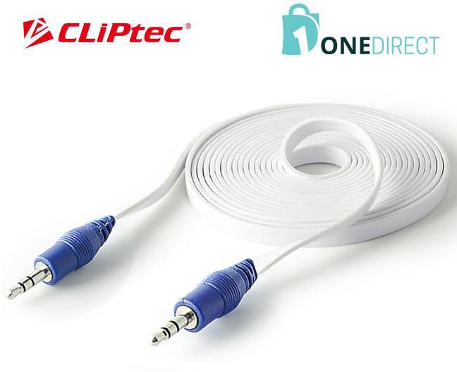 CLiPtec Slim Flat Stereo Audio Cable 3.0 m-OCC231 (White)