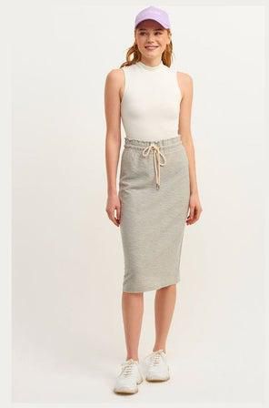 Midi Skirt With Comfortable Material Grey Melange
