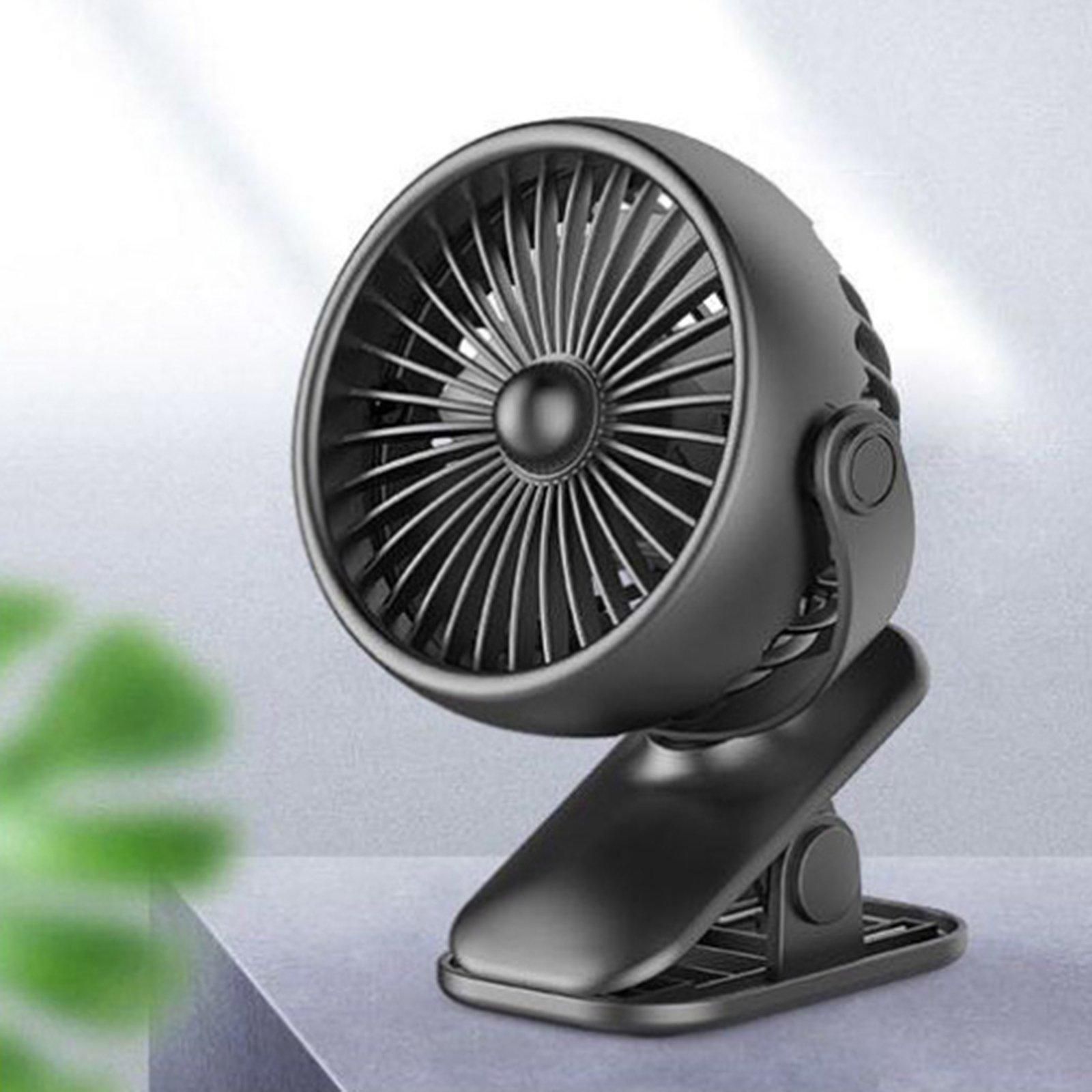 720° Spin LED Light Rechargeable USB Fan Baby Stroller Fan 3 Speed