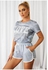 Mfed Gray Letter Print T Shirt And Short Set