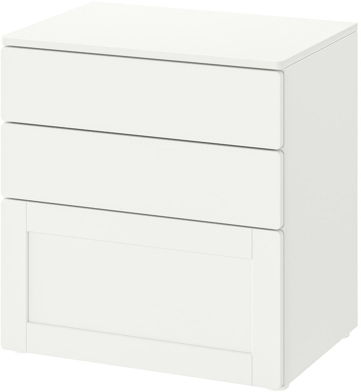 SMÅSTAD / PLATSA Chest of 3 drawers - white white/with frame 60x42x63 cm