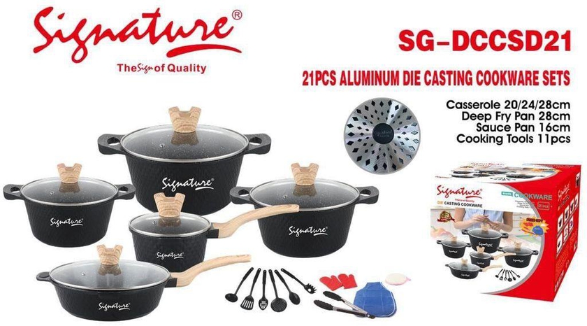 Signature 21 pcs NON-STICK heavy duty granite coated Cookware Set Sufurias/pots