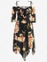 Plus Size Flower Print Lace Up Cold Shoulder Handkerchief Dress - 4x | Us 26-28