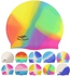 Water Resistant Silicone Swimming Cap - Multicolor