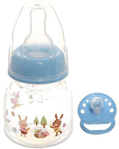 Bob Toon 006 Baby Feeding Bottle With Pacifier - Light Blue - 75ml