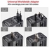 Universal Travel Adapter USB Worldwide Charger Power Adapter International Wall Charger AC Plug Adaptor with 5.6A Smart Power and 3.0A USB Type-C for USA EU UK AUS W/Storage Bag