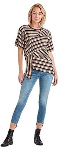7 For All Mankind Marques Almeida X 7Fam Short Sleeve Wrap Stripe Top In Multistripes