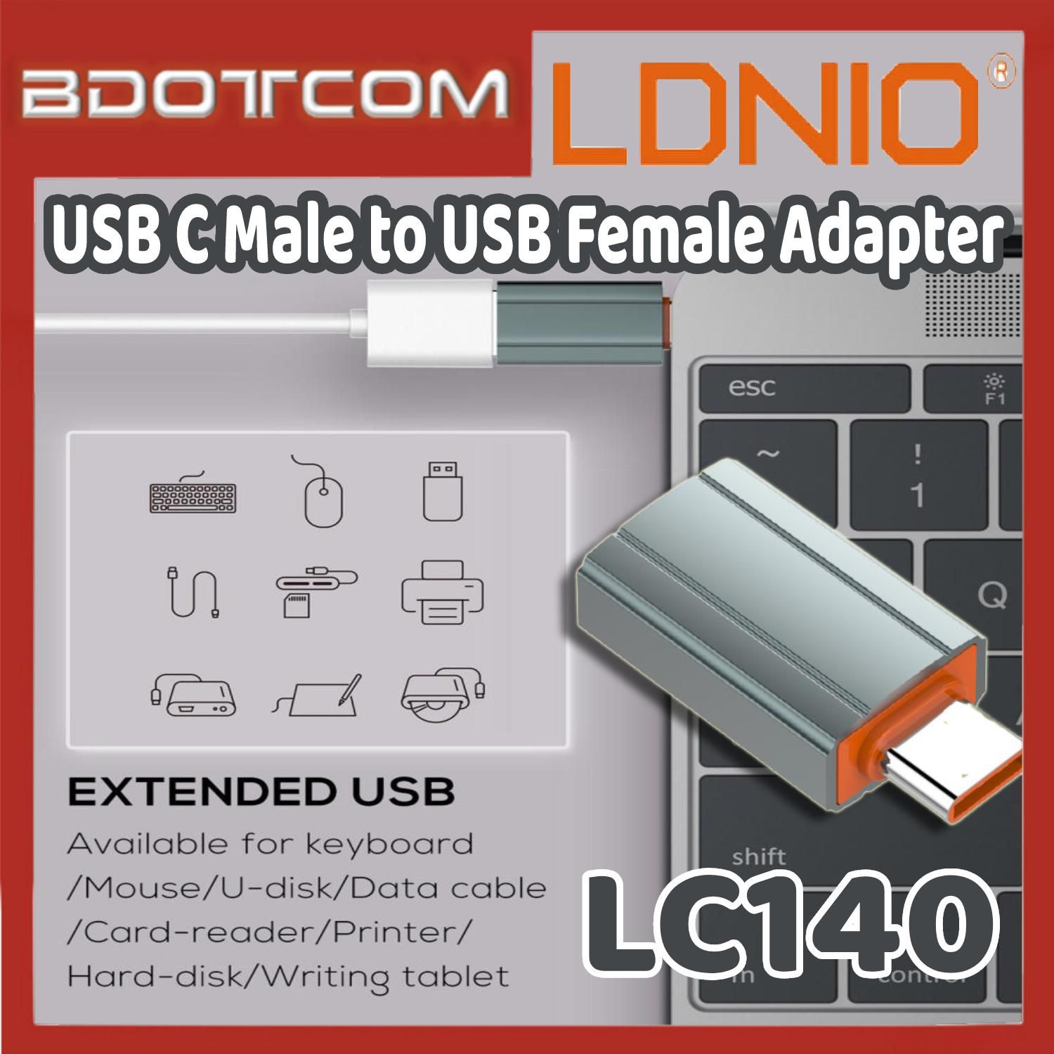 LDNIO LC140 USB C Male to USB Female Adapter for Samsung / Huawei / Xiaomi