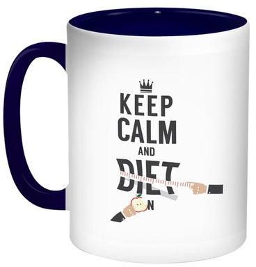 Keep Calm And Diet Printed Coffee Mug Blue/White