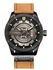 ساعة يد كوارتز بعقارب وسوار من الجلد العسكري طراز 8301 - 47 ملم - لون بني للرجال