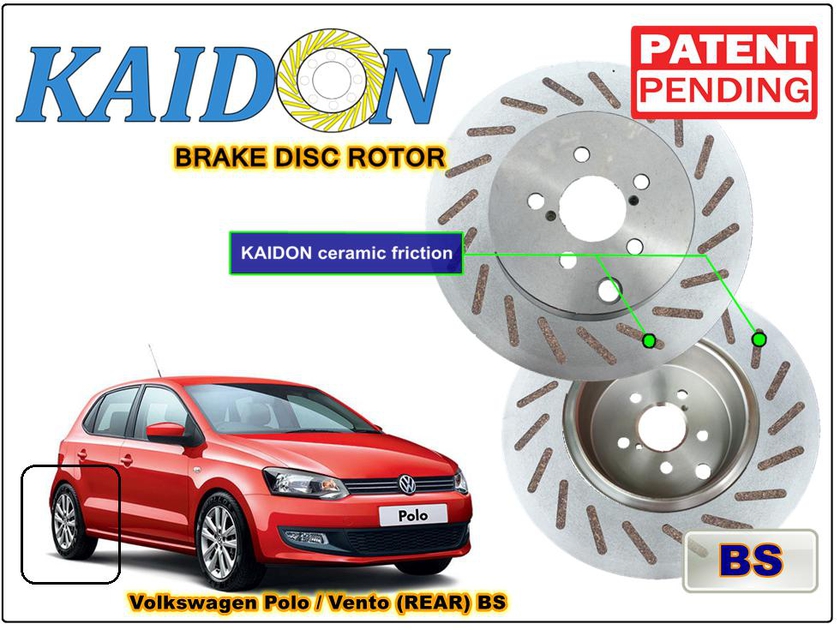 Kaidon-Brake Volkswagen POLO VENTO Disc Brake Rotor (REAR) Type "BS" Spec