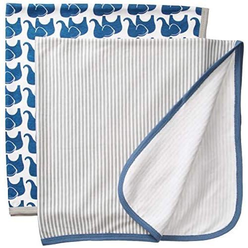 Hudson Baby Unisex Baby Cotton Blankets, Boy Elephant 2-Pack, One Size
