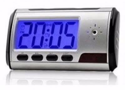 Spy Table Alarm Clock With Hidden Camera - Silver/black