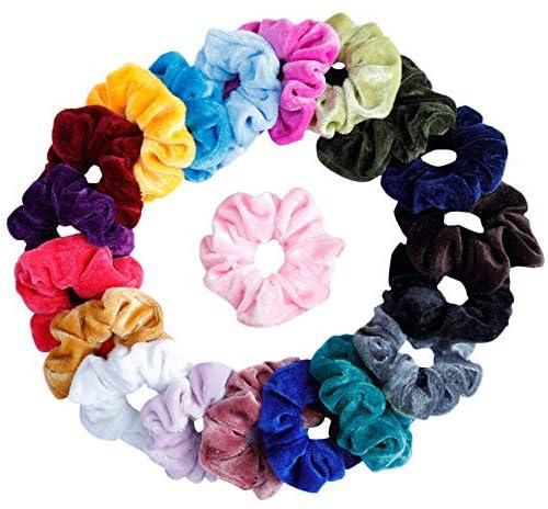 Hair Scrunchies(20 Pcs) Velvet Elastic Hair Bands Scrunchy Hair Ties Ropes Scrunchie for Women or Girls Hair Accessories, 20 Assorted Colors Scrunchies