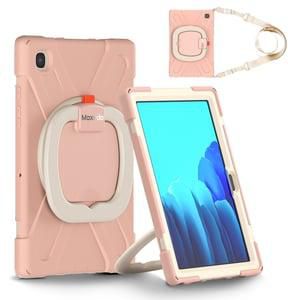 Moxedo Shockproof Rugged Protective Colorful Case with 360 Rotating Kickstand, Shoulder Strap, and Pen Holder for Kids Compatible for Samsung Galaxy Tab A7 10.4 Inch (T500/T505) (Rose Gold)